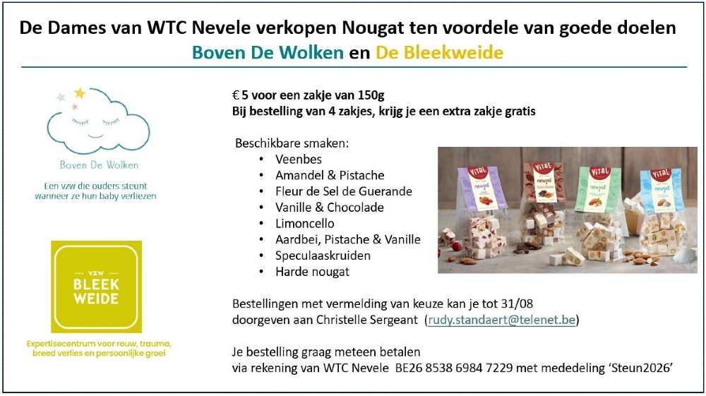 Dames WTC Nevele verkopen nougat en drankje op Hapje Tapje.